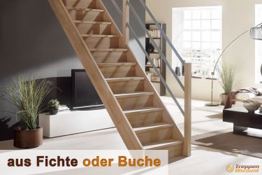 Gerade Massivholztreppe Savoy aus Fichte oder Buche